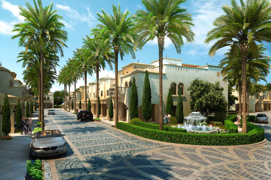 Palm lined villas